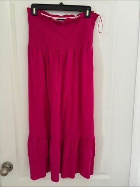 Express Strapless Fuchsia Maxi Dress